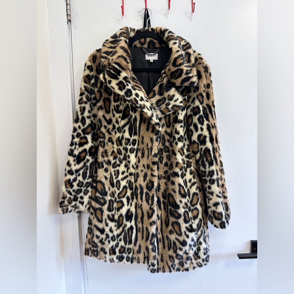 Milly leopard faux fur coat